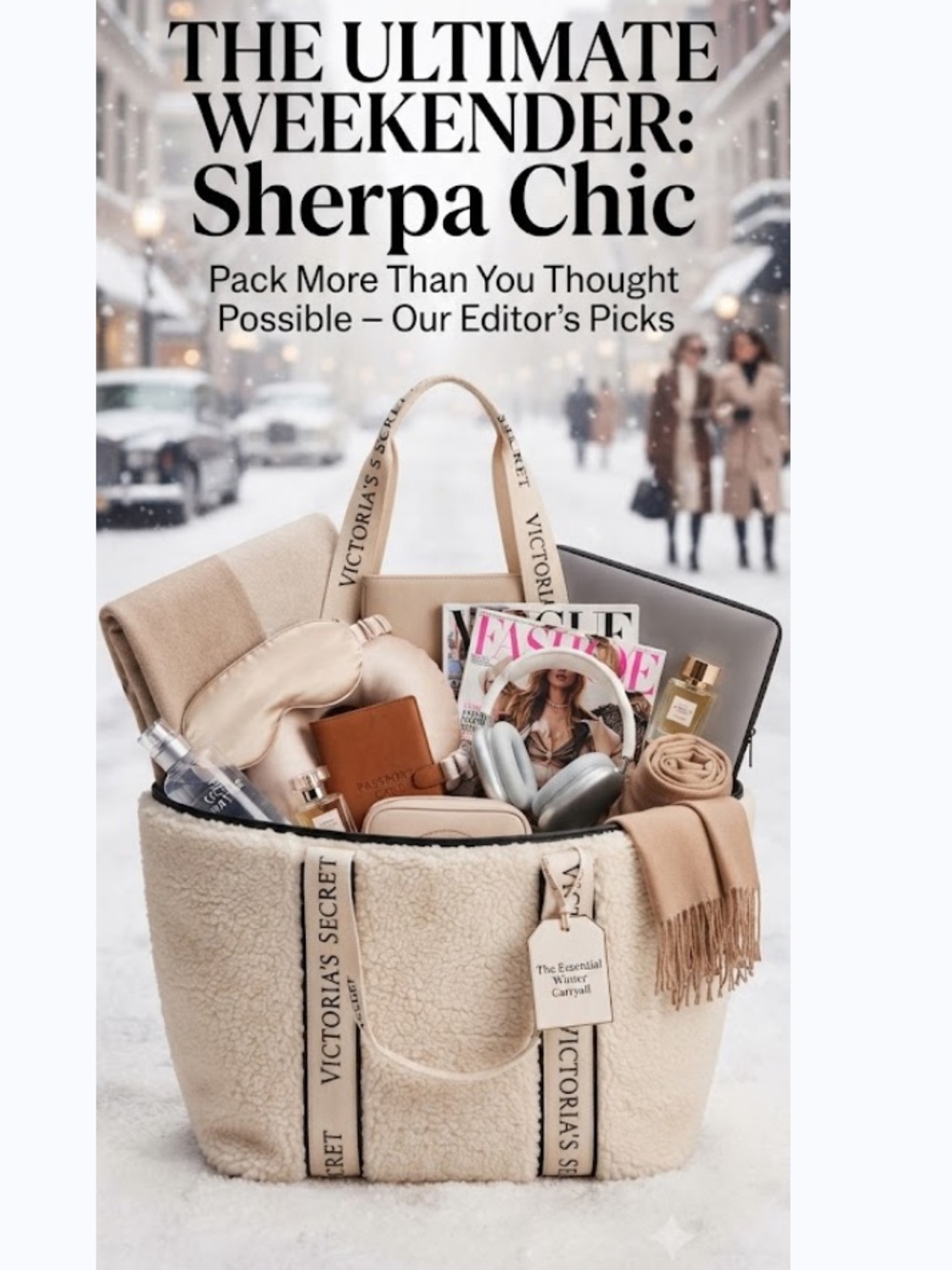 Victoria's Secret Cozy Plush Sherpa Fleece Weekender / Tote Travel